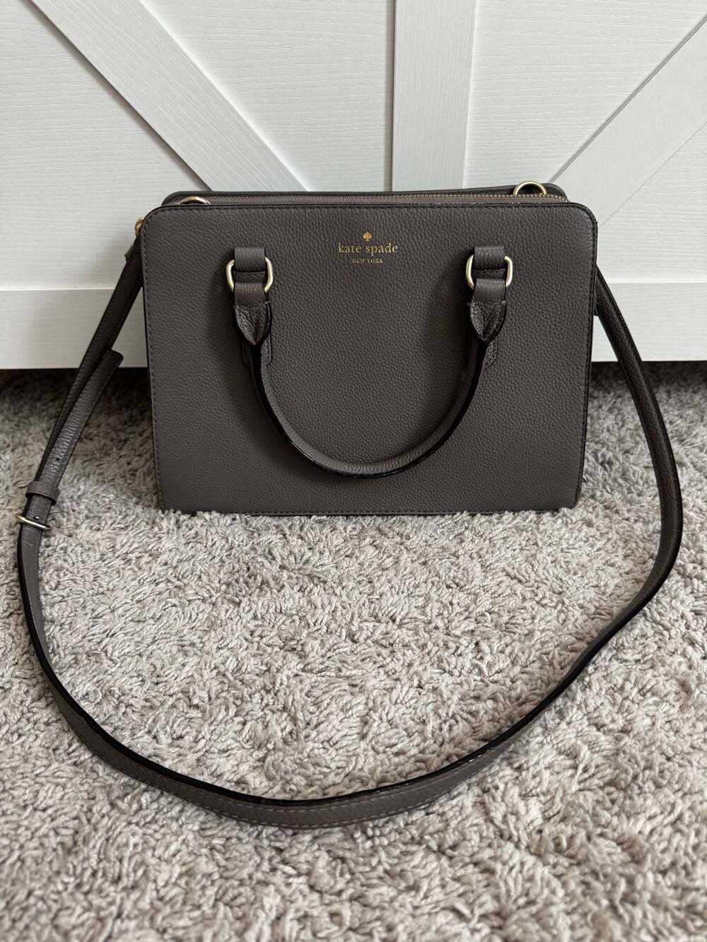 Kate Spade New York Lise Mulberry Street Pebbled Leather Handbag Gray Crossbody